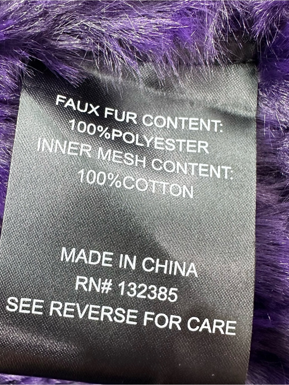 Stella + Lorenzo Plush Deep Purple Faux Fur Vest - Picture 4 of 8